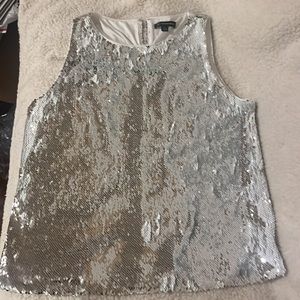 COPY - Sleeveless INC concepts white/silver top. Size XL. Round neck.